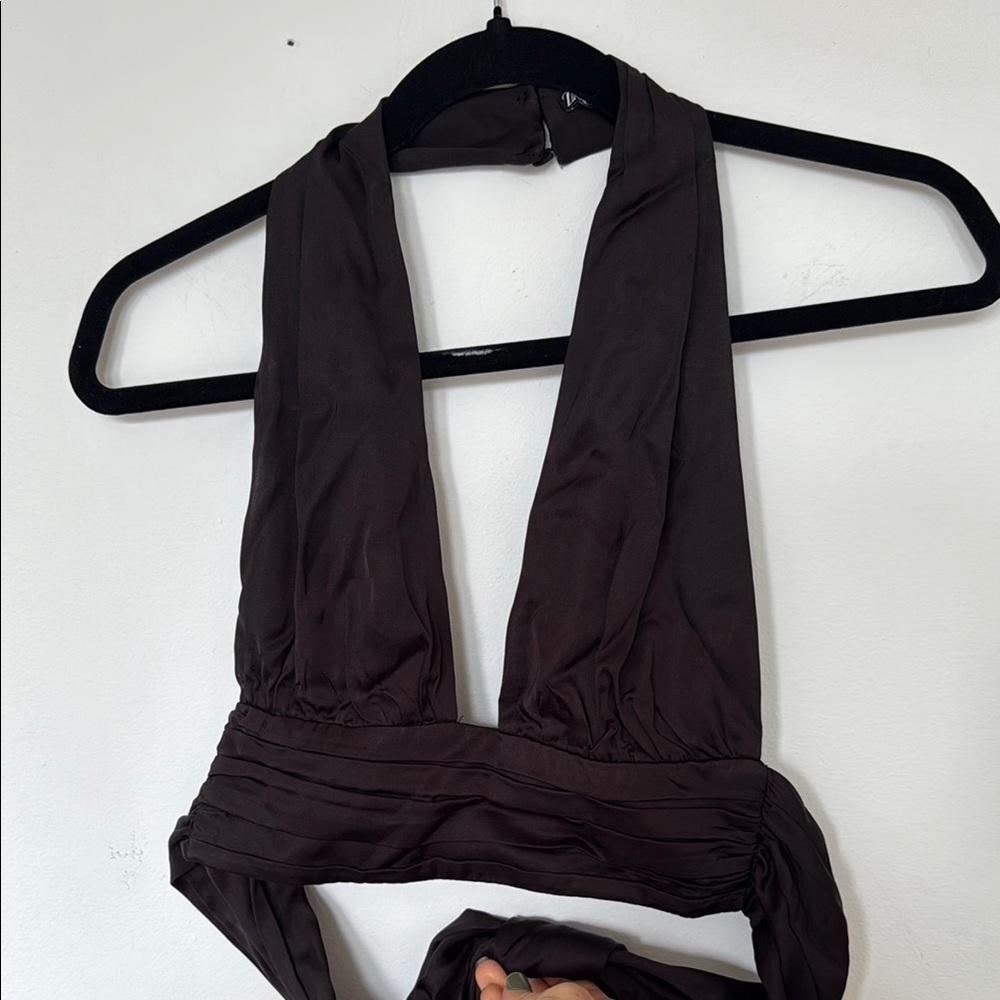 Zara Dark Brown Halter Top